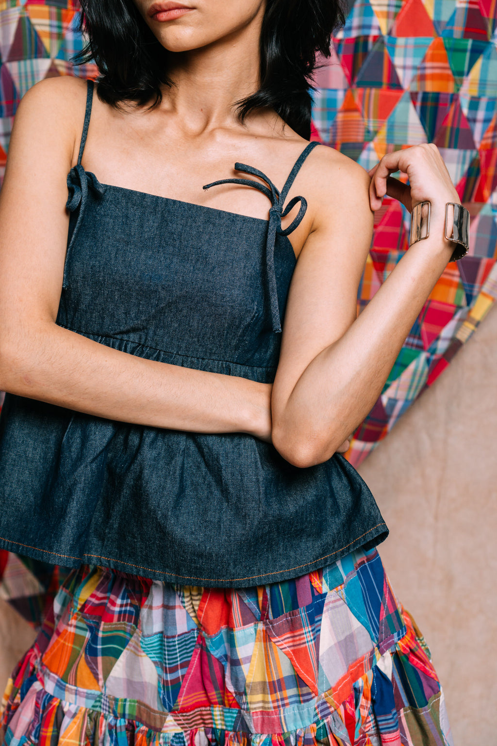 Babydoll Peplum Top 'Denim'