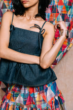 Babydoll Peplum Top 'Denim'