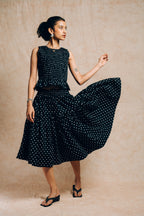 Tiered Skirt 'Black Polka Dots'