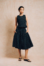 Ruched Top 'Black Polka Dots'