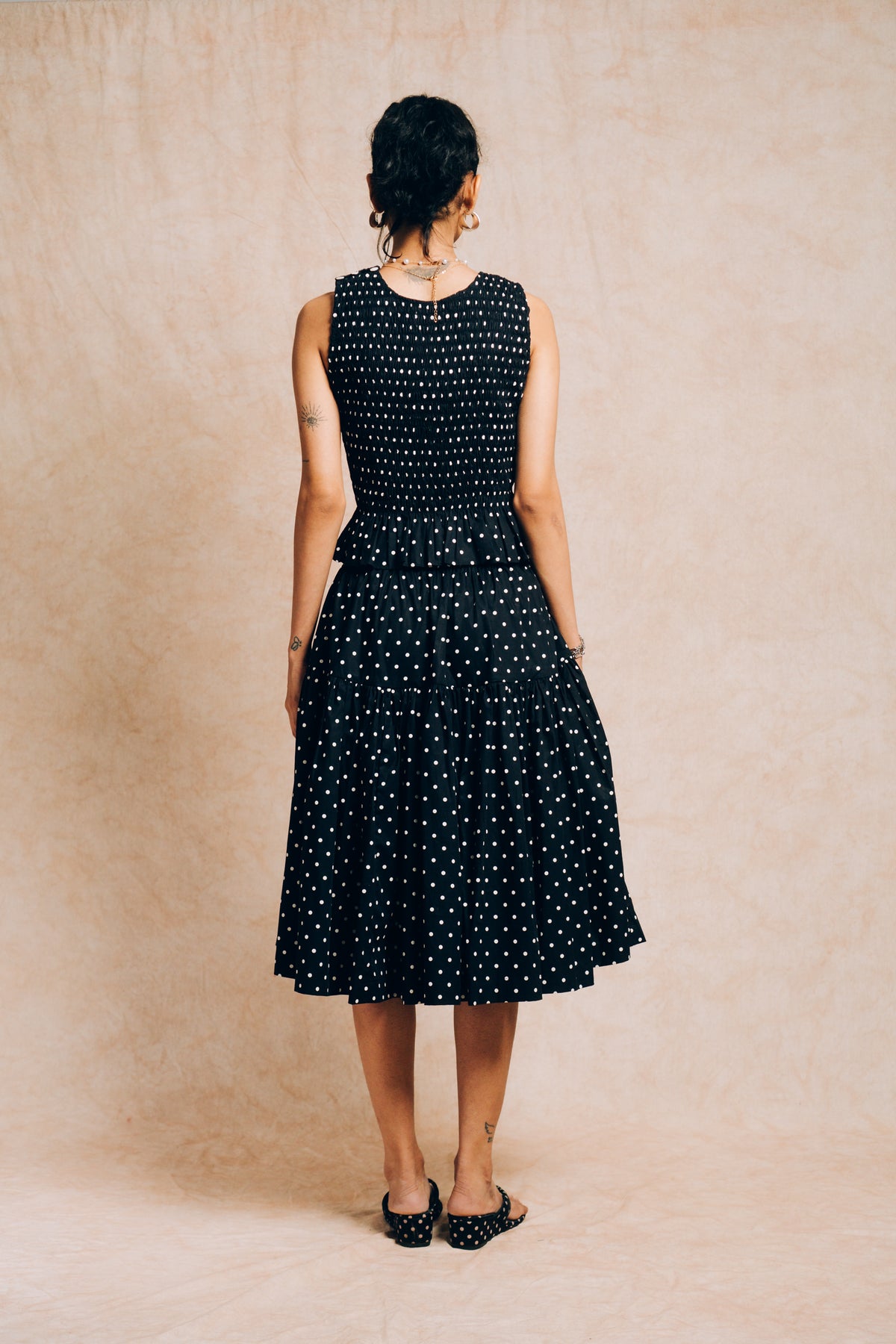 Ruched Top 'Black Polka Dots'
