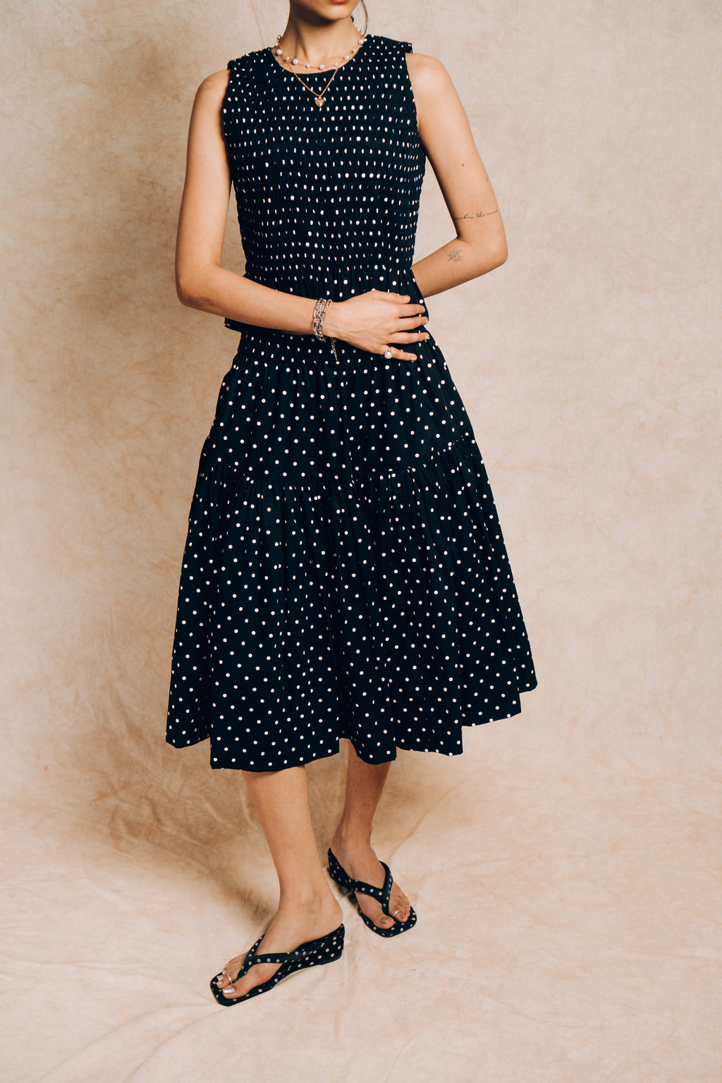 Tiered Skirt 'Black Polka Dots'