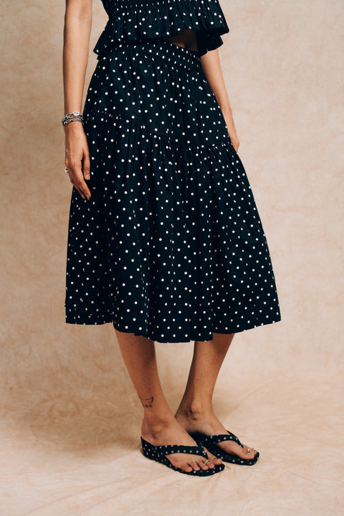 Tiered Skirt 'Black Polka Dots'
