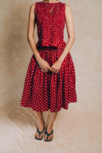 Tiered Skirt 'Maroon Polka Dots'