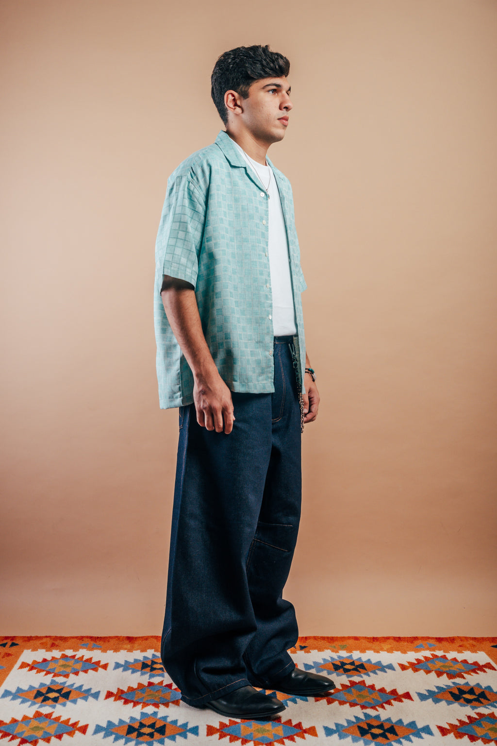 S/S Camp Shirt 'Mint Checkers Khadi'