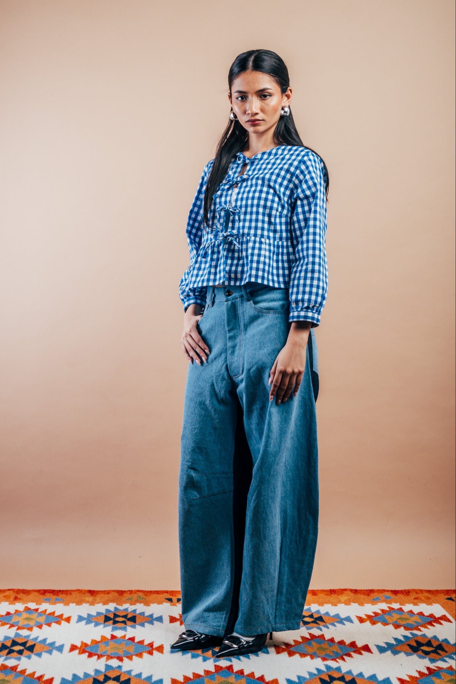 Front Tie Peplum Top 'Royal Blue'