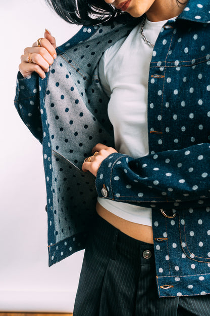 Denim Work Jacket 'Polka Dots'