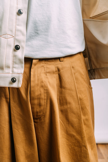 Double Pleated Balloon Pants 'Khaki Twill'