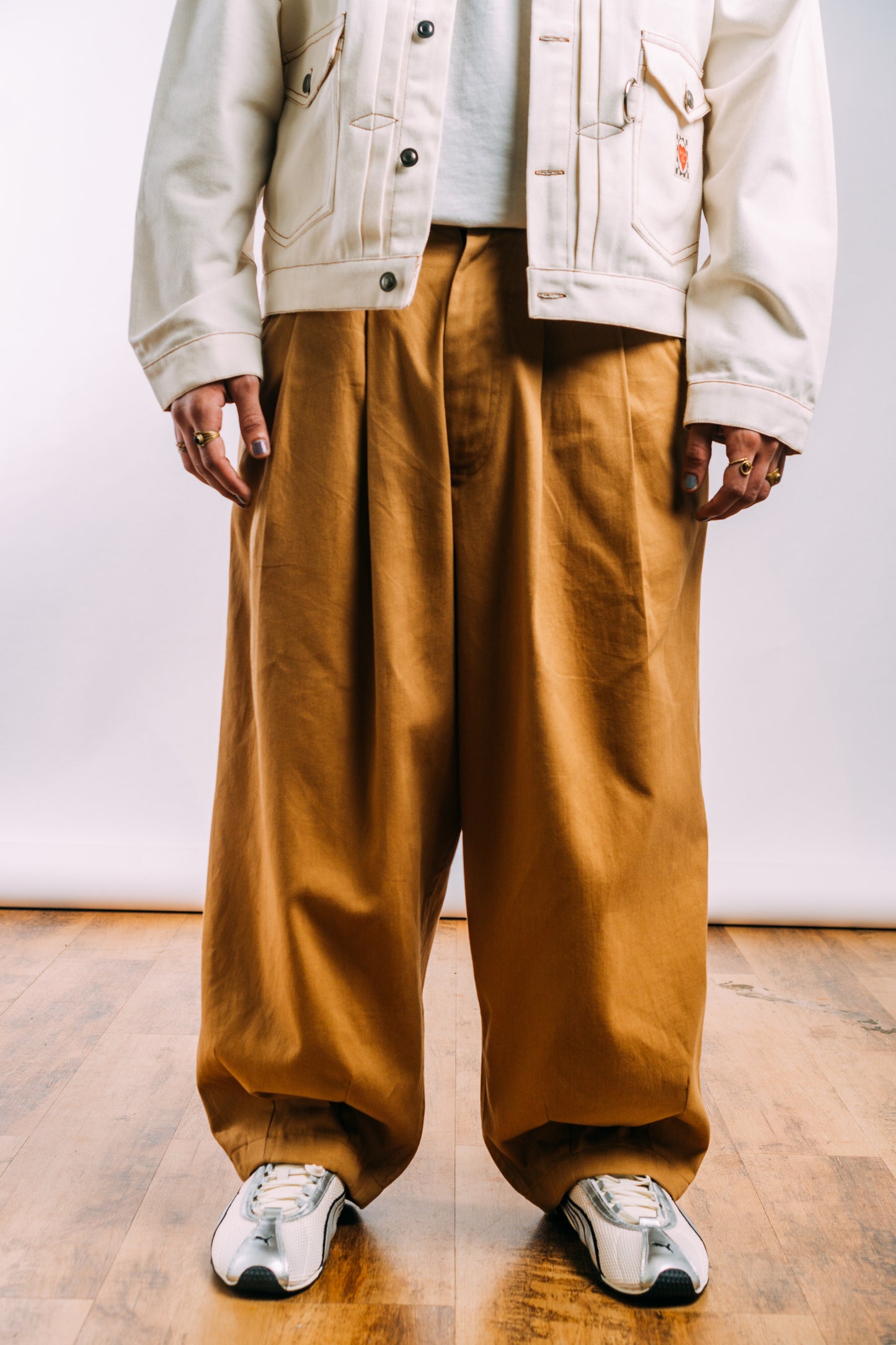 Double Pleated Balloon Pants 'Khaki Twill'