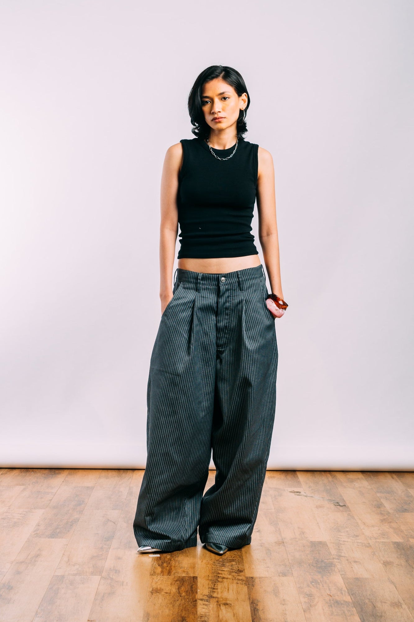 Really Wide Pants 'Grey Stripes'