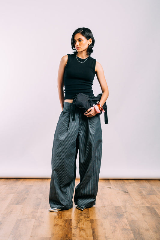 Really Wide Pants 'Grey Stripes'