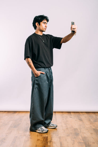 Really Wide Pants 'Grey Stripes'