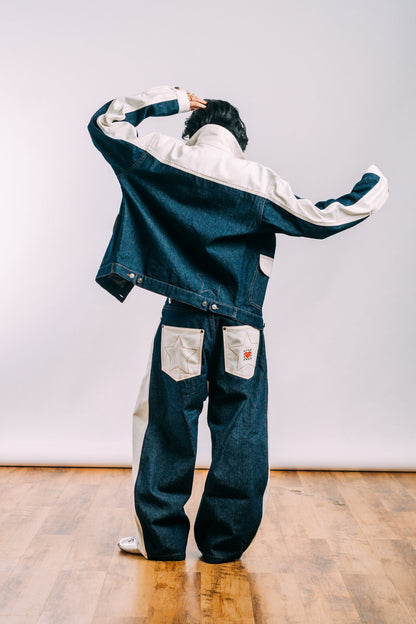 Denim Work Jacket 'Indigo Off-White Split'