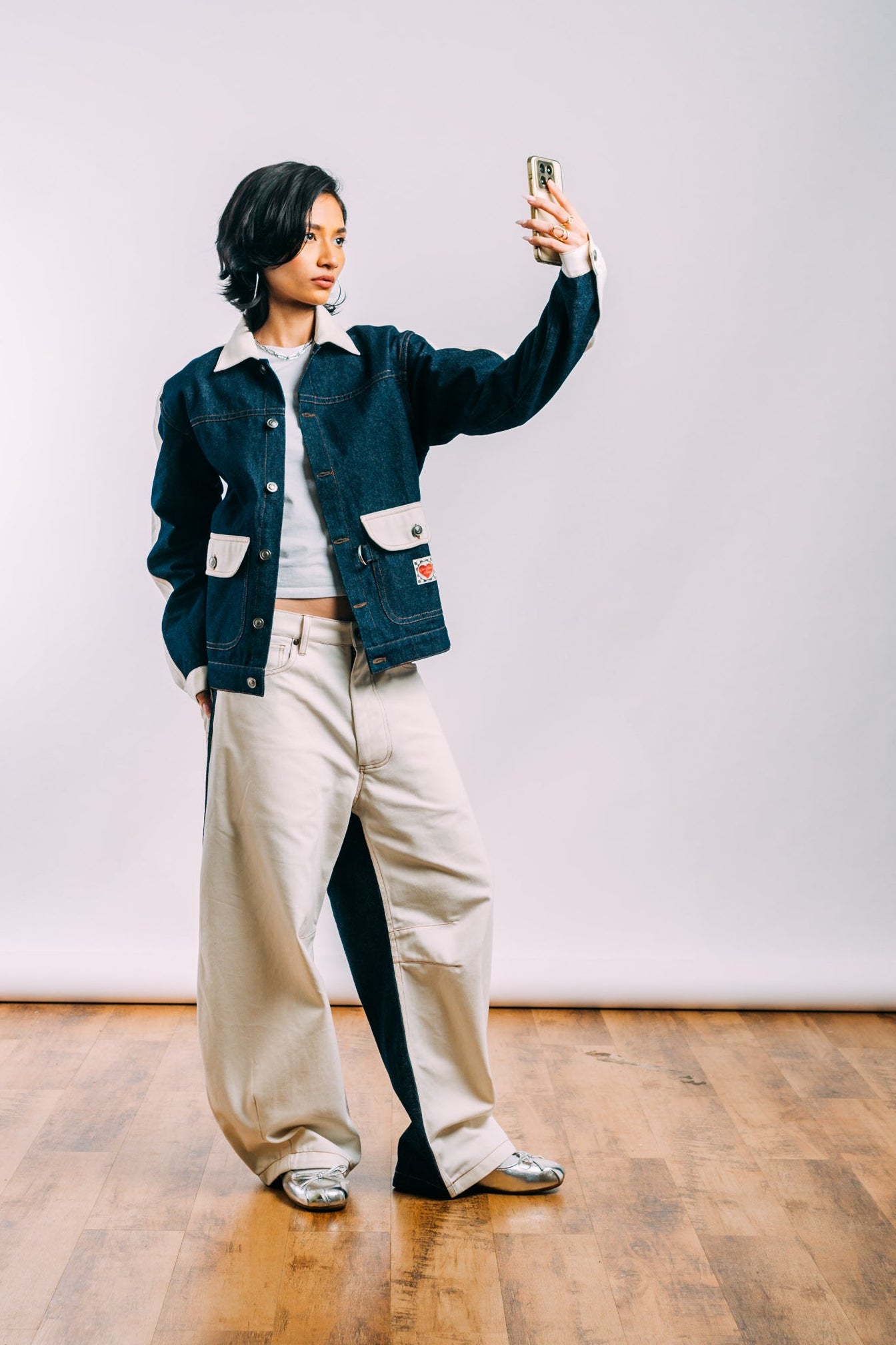 Denim Work Jacket 'Indigo Off-White Split'