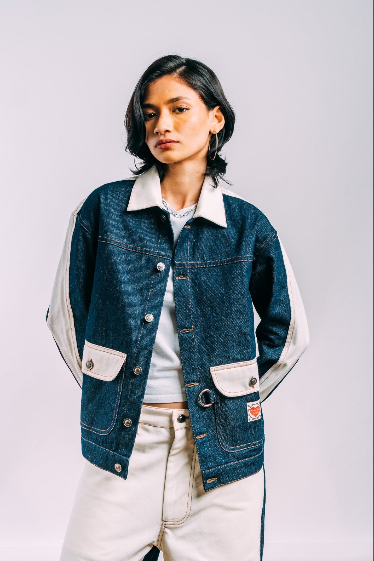 Denim Work Jacket 'Indigo Off-White Split'