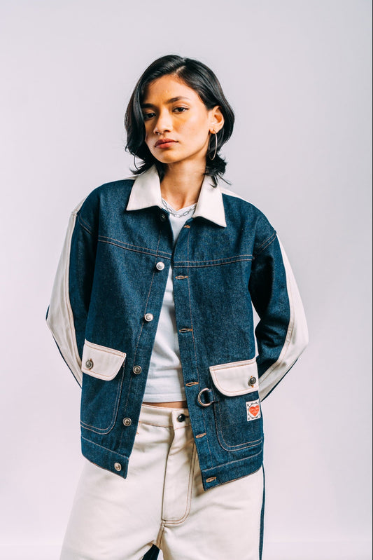 Denim Work Jacket 'Indigo Off-White Split'