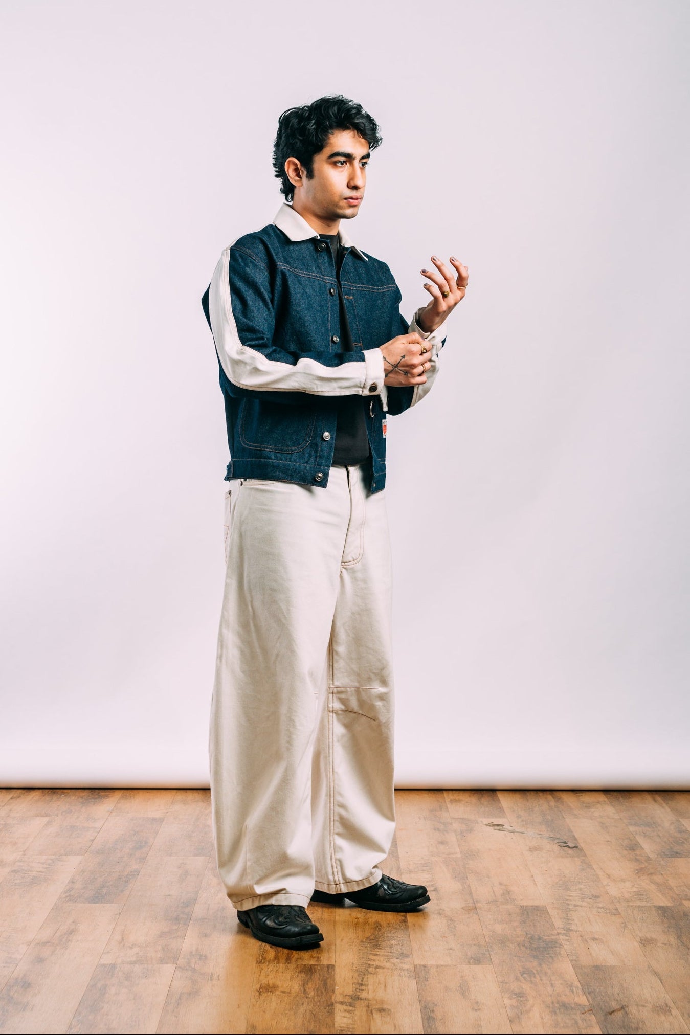 Denim Work Jacket 'Indigo Off-White Split'