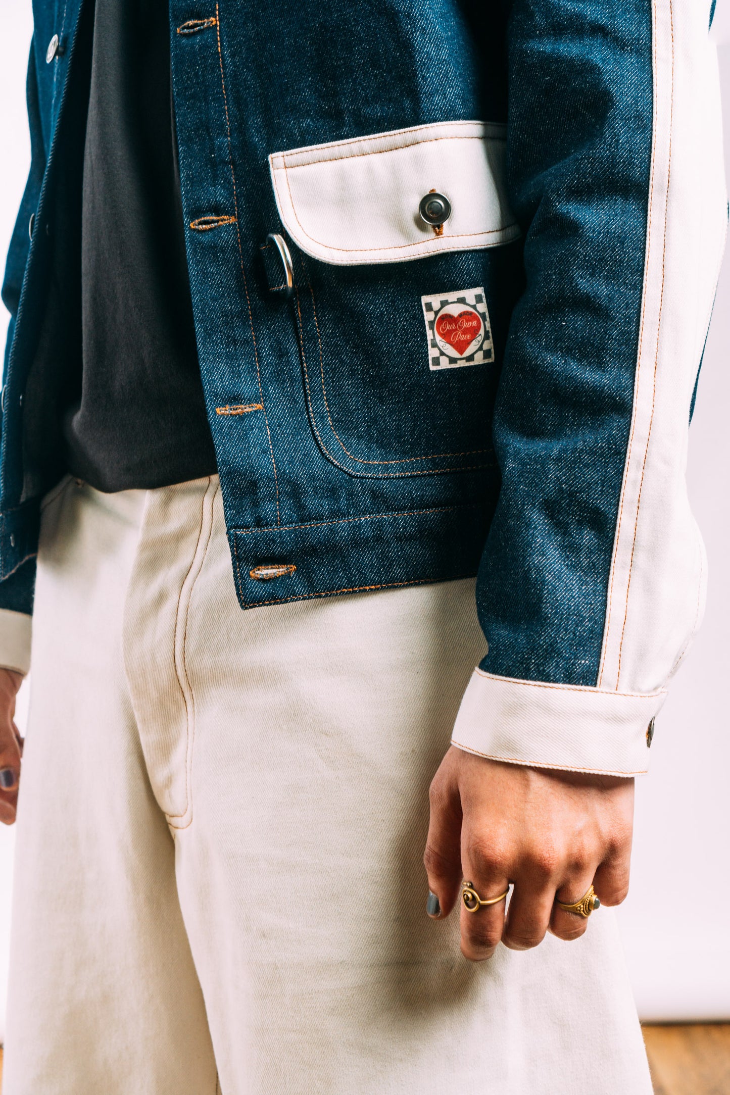 Denim Work Jacket 'Indigo Off-White Split'