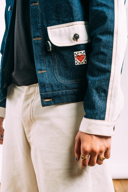 Denim Work Jacket 'Indigo Off-White Split'