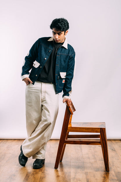 Denim Work Jacket 'Indigo Off-White Split'
