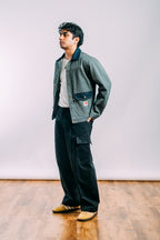Vintage Cargo Pants 'Herringbone Black’