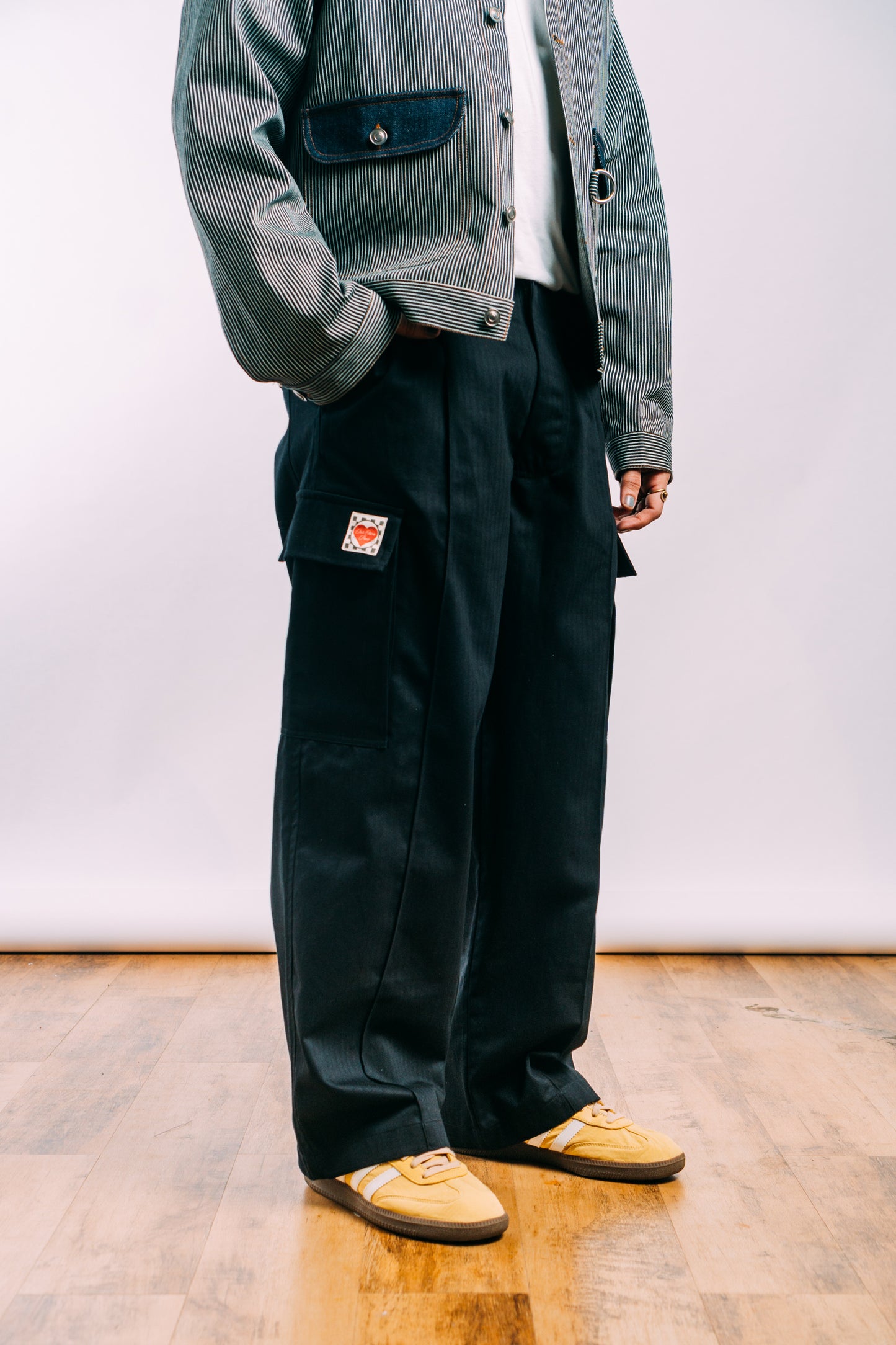 Vintage Cargo Pants 'Herringbone Black’