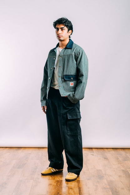 Vintage Cargo Pants 'Herringbone Black’