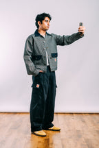 Vintage Cargo Pants 'Herringbone Black’