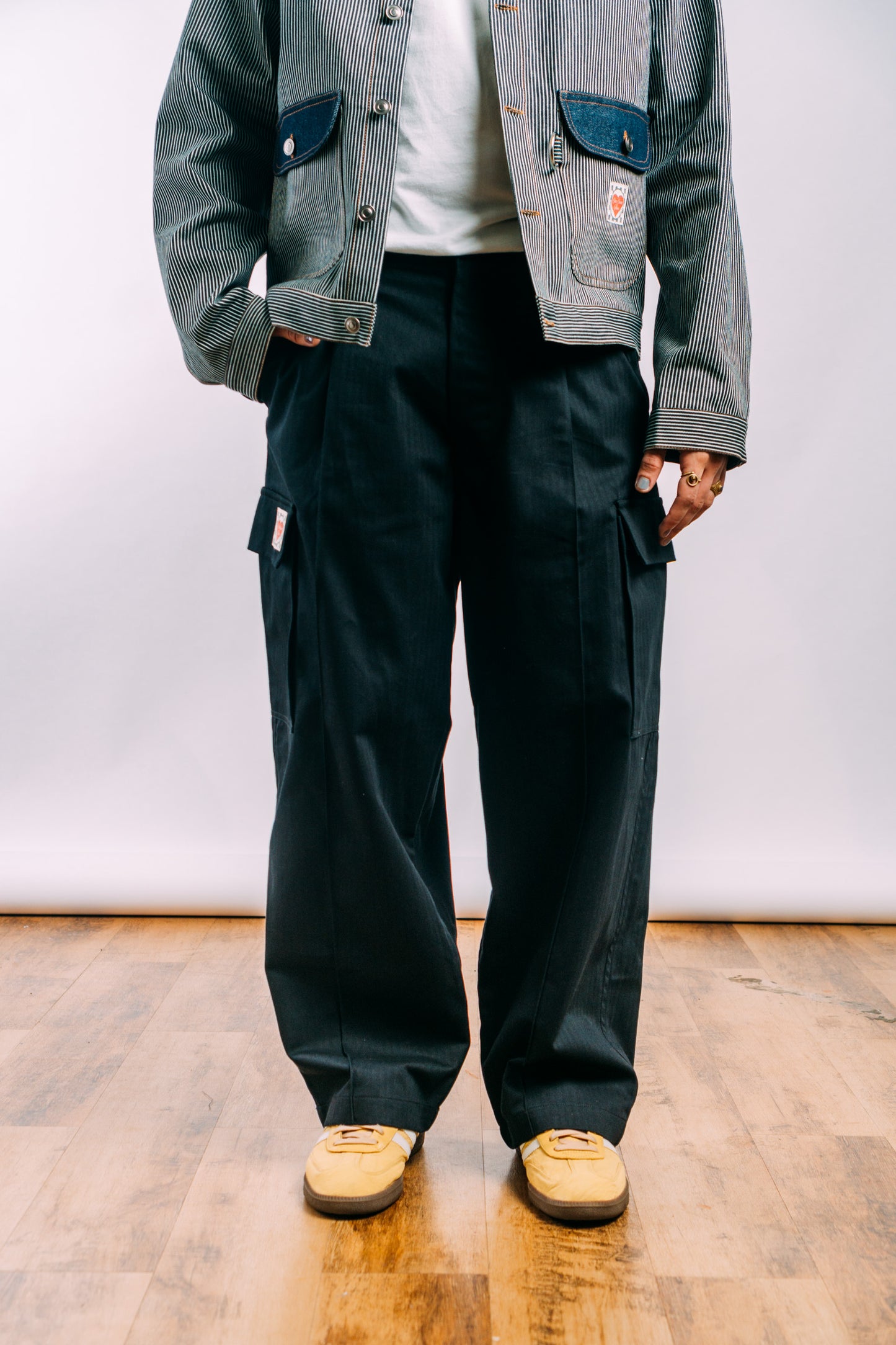 Vintage Cargo Pants 'Herringbone Black’