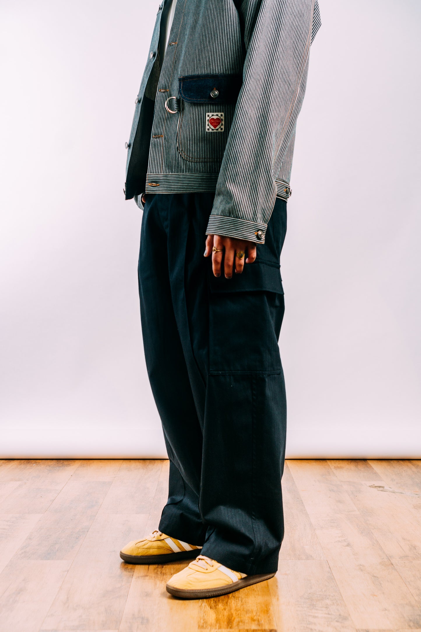 Vintage Cargo Pants 'Herringbone Black’