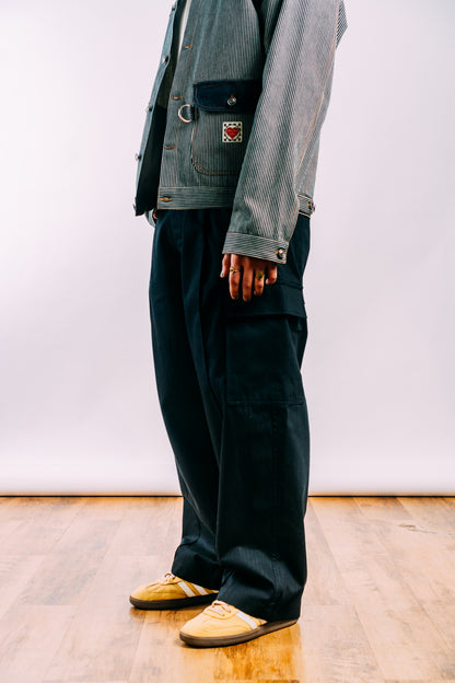 Vintage Cargo Pants 'Herringbone Black’