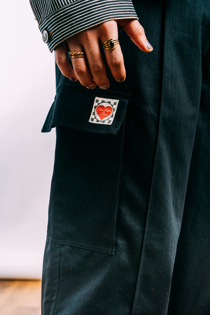 Vintage Cargo Pants 'Herringbone Black’