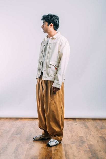 Double Pleated Balloon Pants 'Khaki Twill'