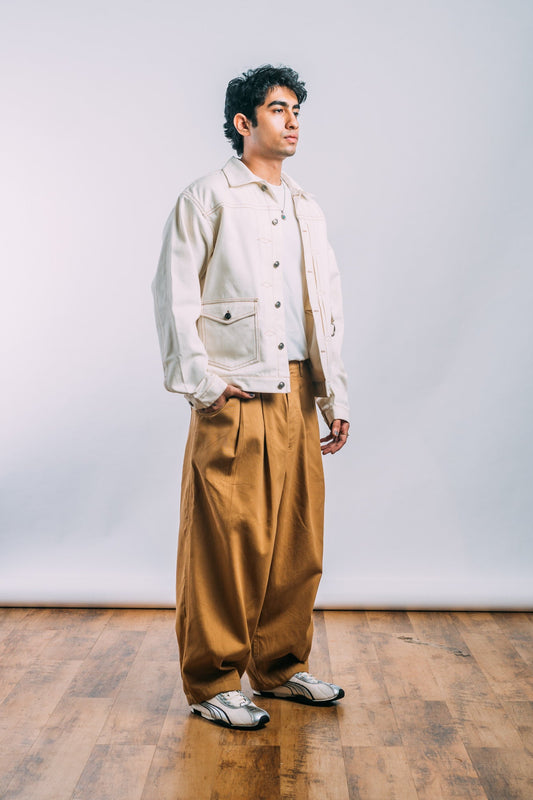 Double Pleated Balloon Pants 'Khaki Twill'