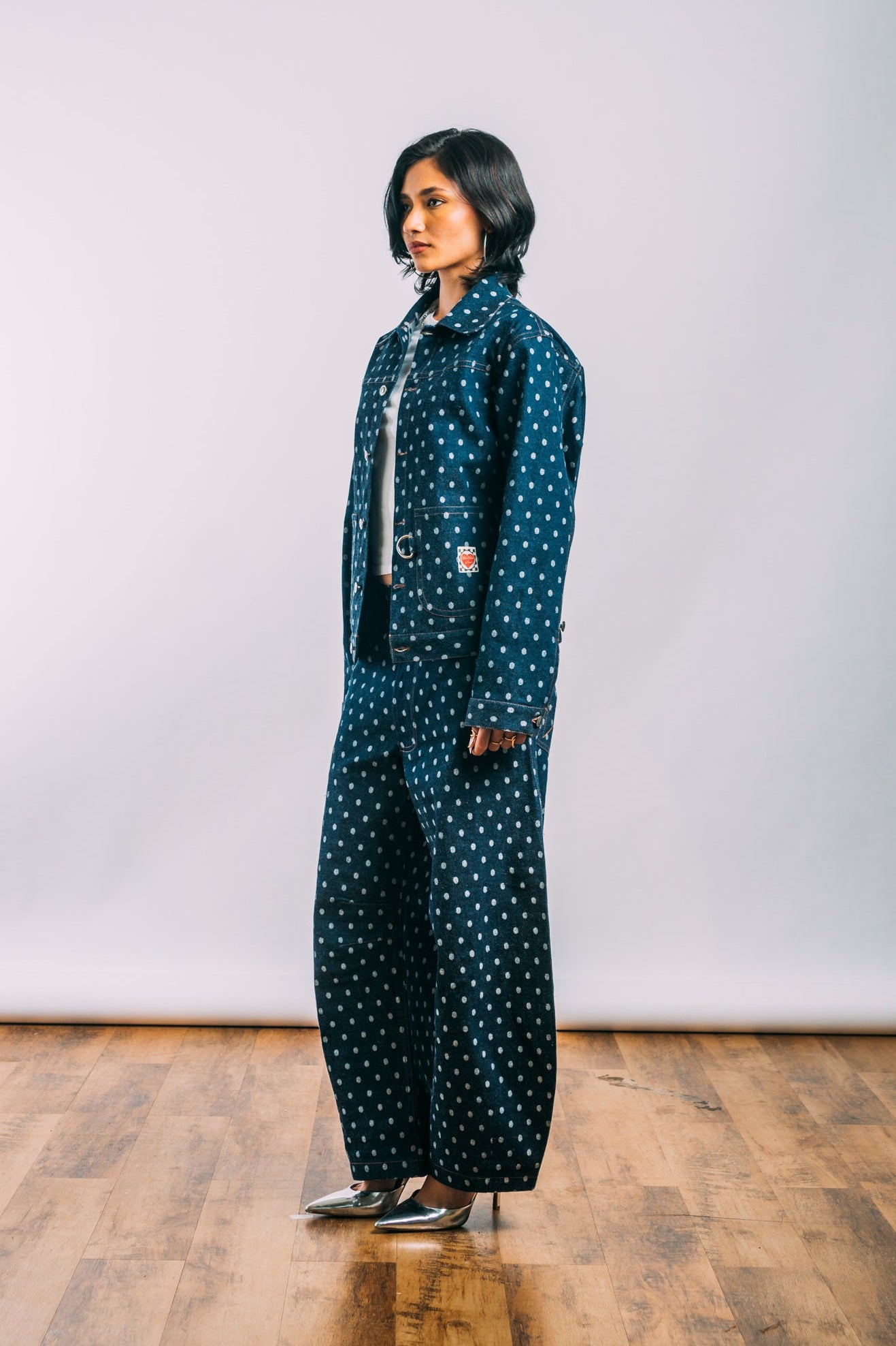 Denim Work Jacket 'Polka Dots'