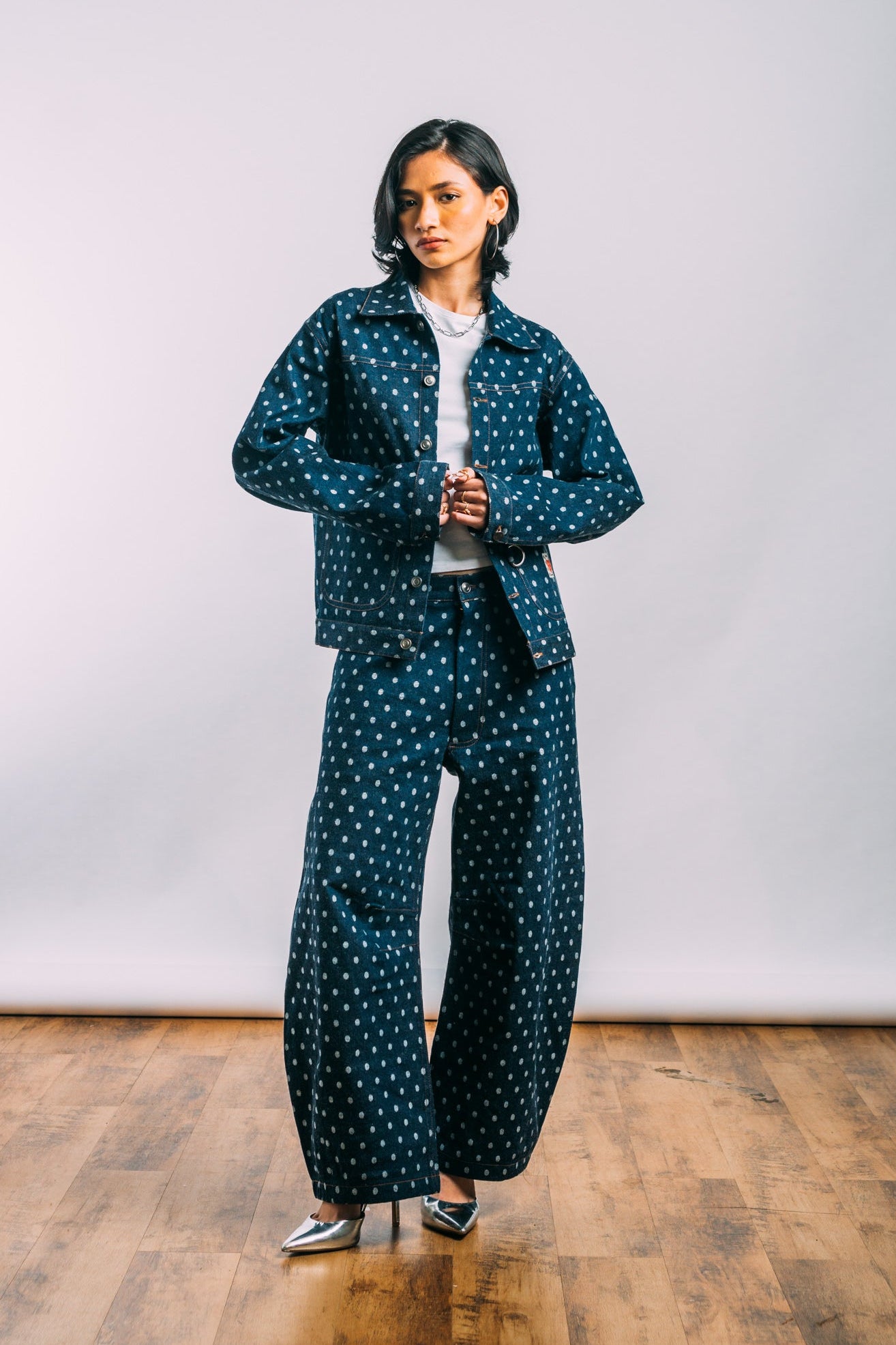 Denim Work Jacket 'Polka Dots'