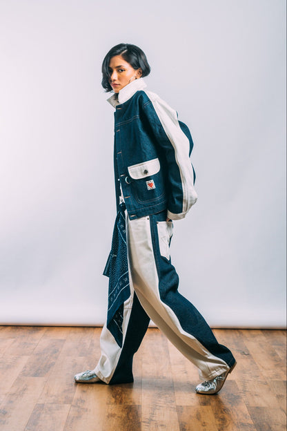 Denim Work Jacket 'Indigo Off-White Split'