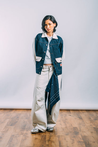 Denim Work Jacket 'Indigo Off-White Split'