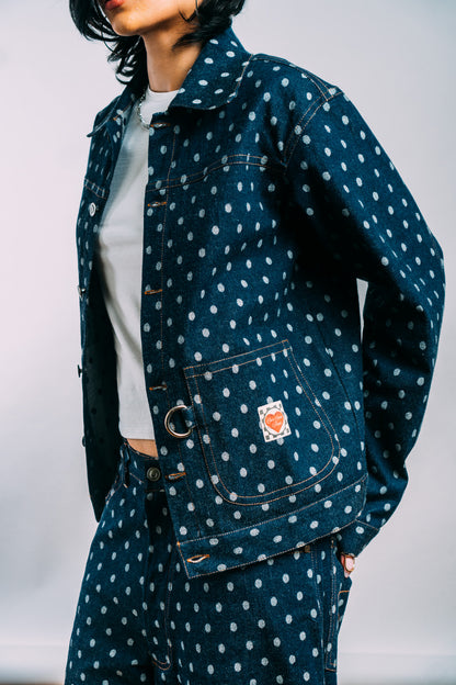 Denim Work Jacket 'Polka Dots'