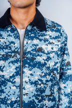 Zip Up Work Jacket 'Digital Camo Navy’