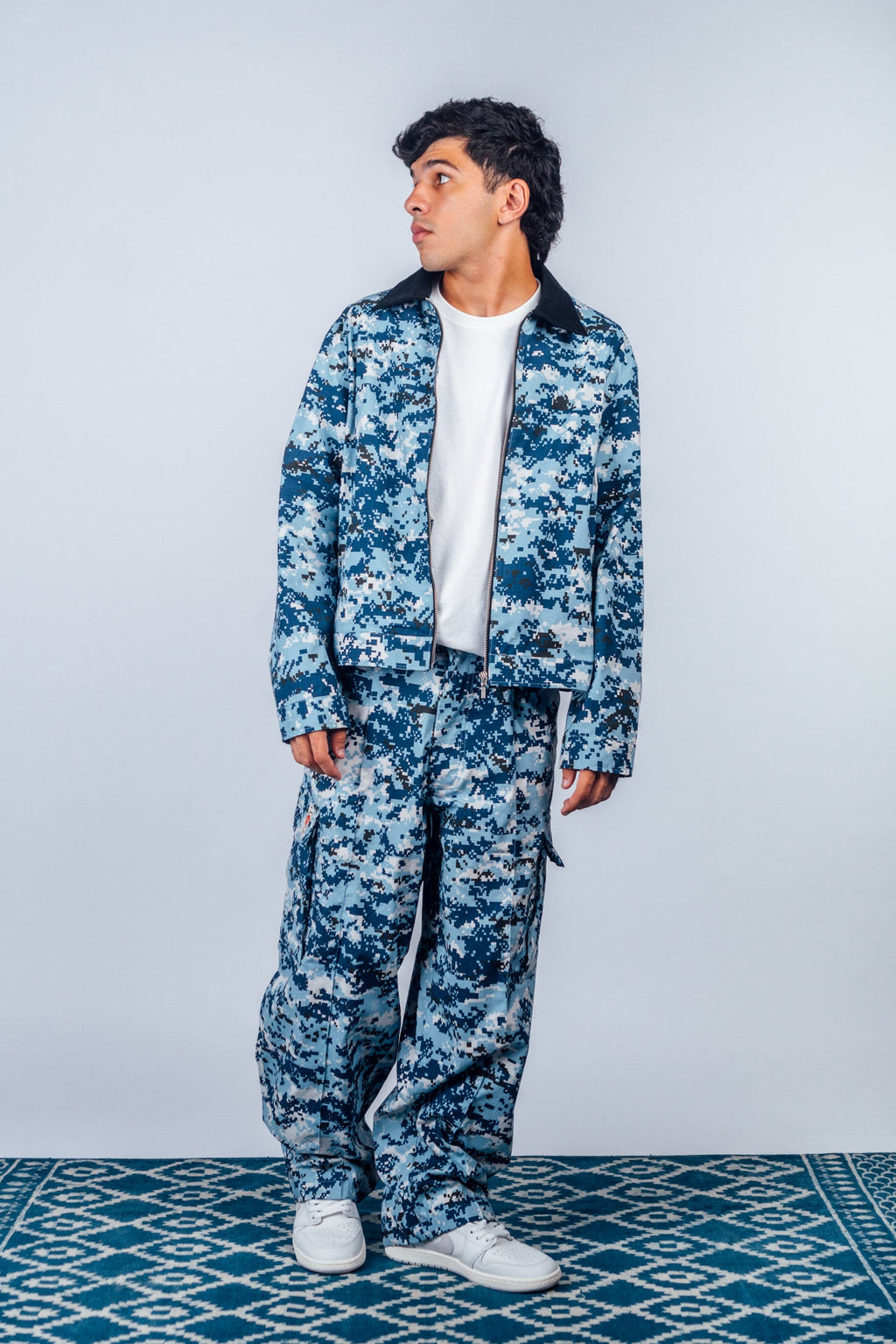 Zip Up Work Jacket 'Digital Camo Navy’