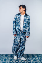 Zip Up Work Jacket 'Digital Camo Navy’