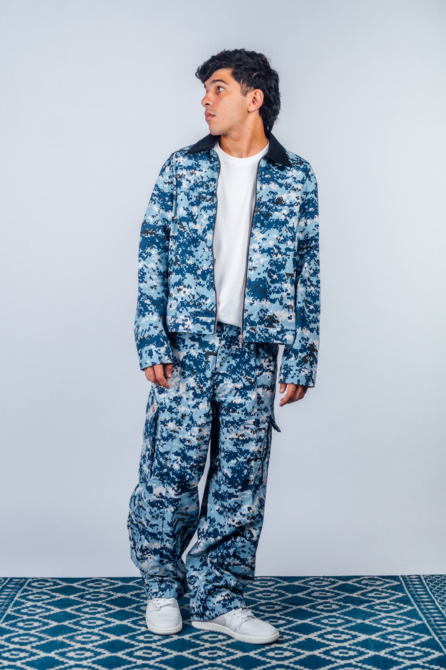 Zip Up Work Jacket 'Digital Camo Navy’