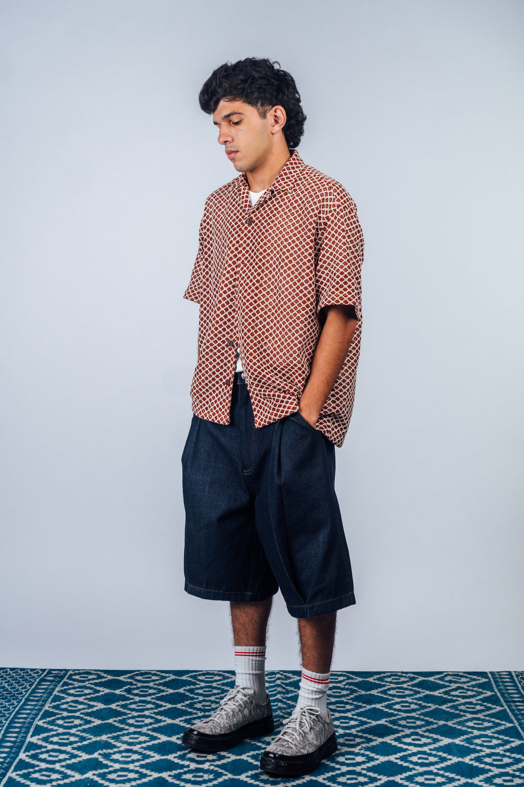 Pleated Bermuda Jorts 'Raw Indigo'