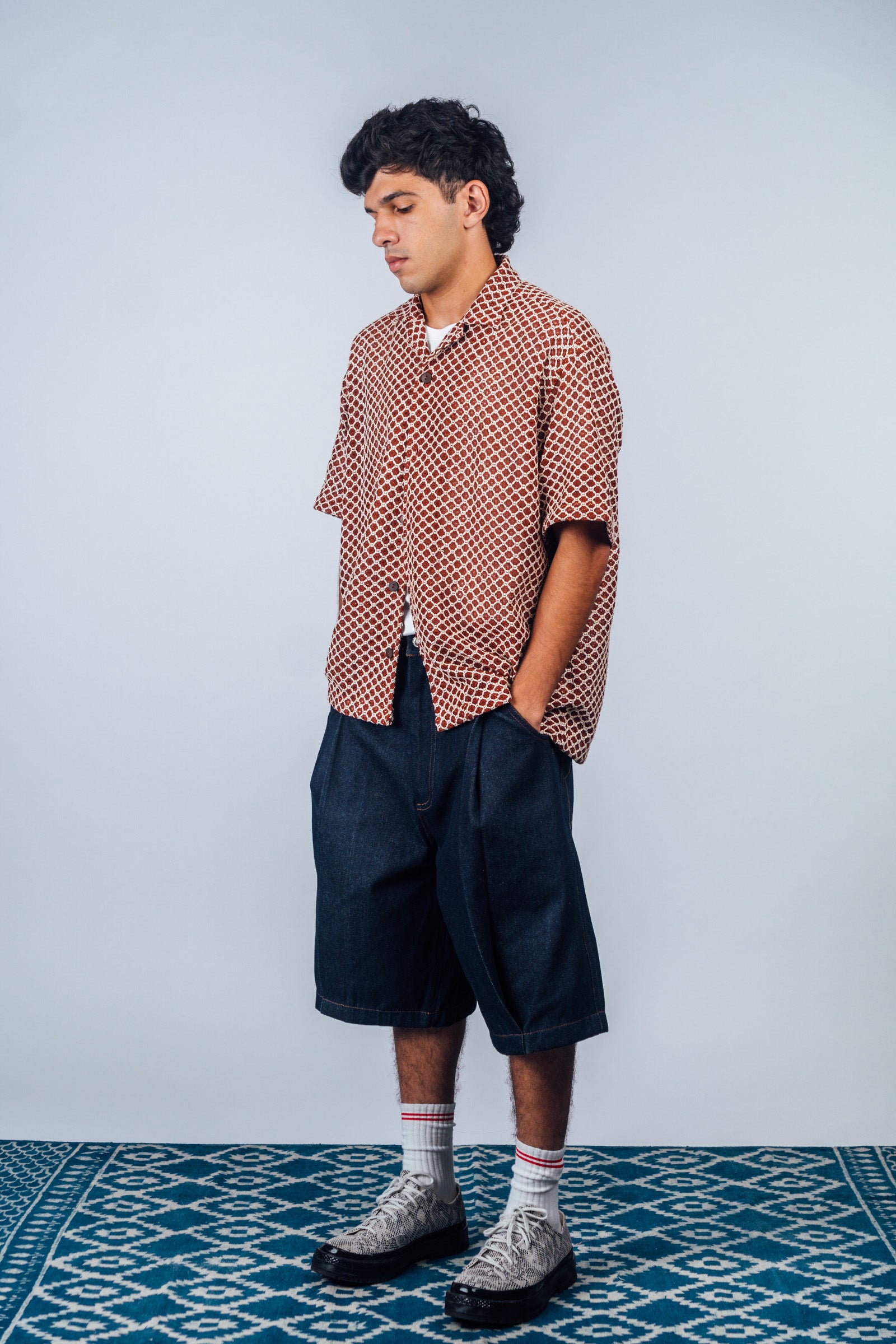 Pleated Bermuda Jorts 'Raw Indigo'