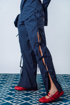 Side-Tie Pants 'Navy Stripes'