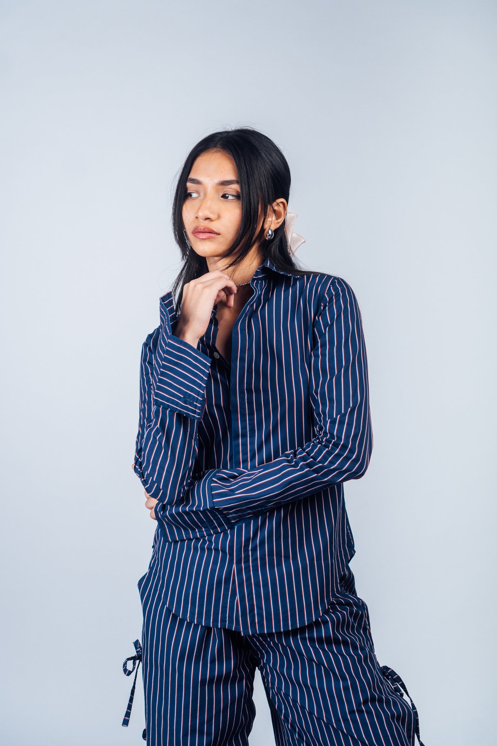 Fitted Shirt 'Navy Stripes'