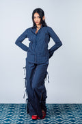 Side-Tie Pants 'Navy Stripes'