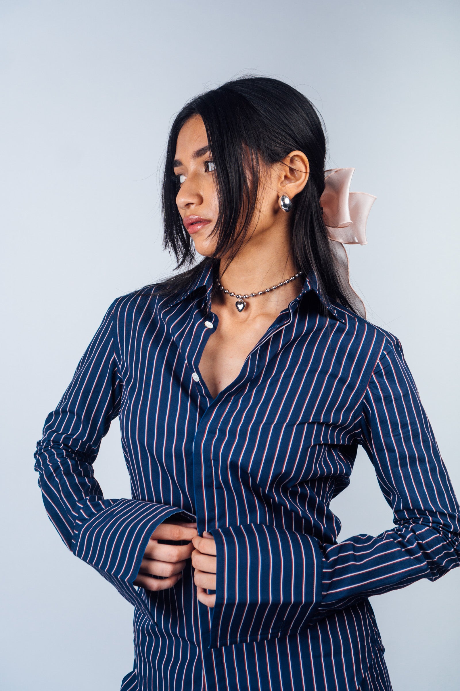 Fitted Shirt 'Navy Stripes'