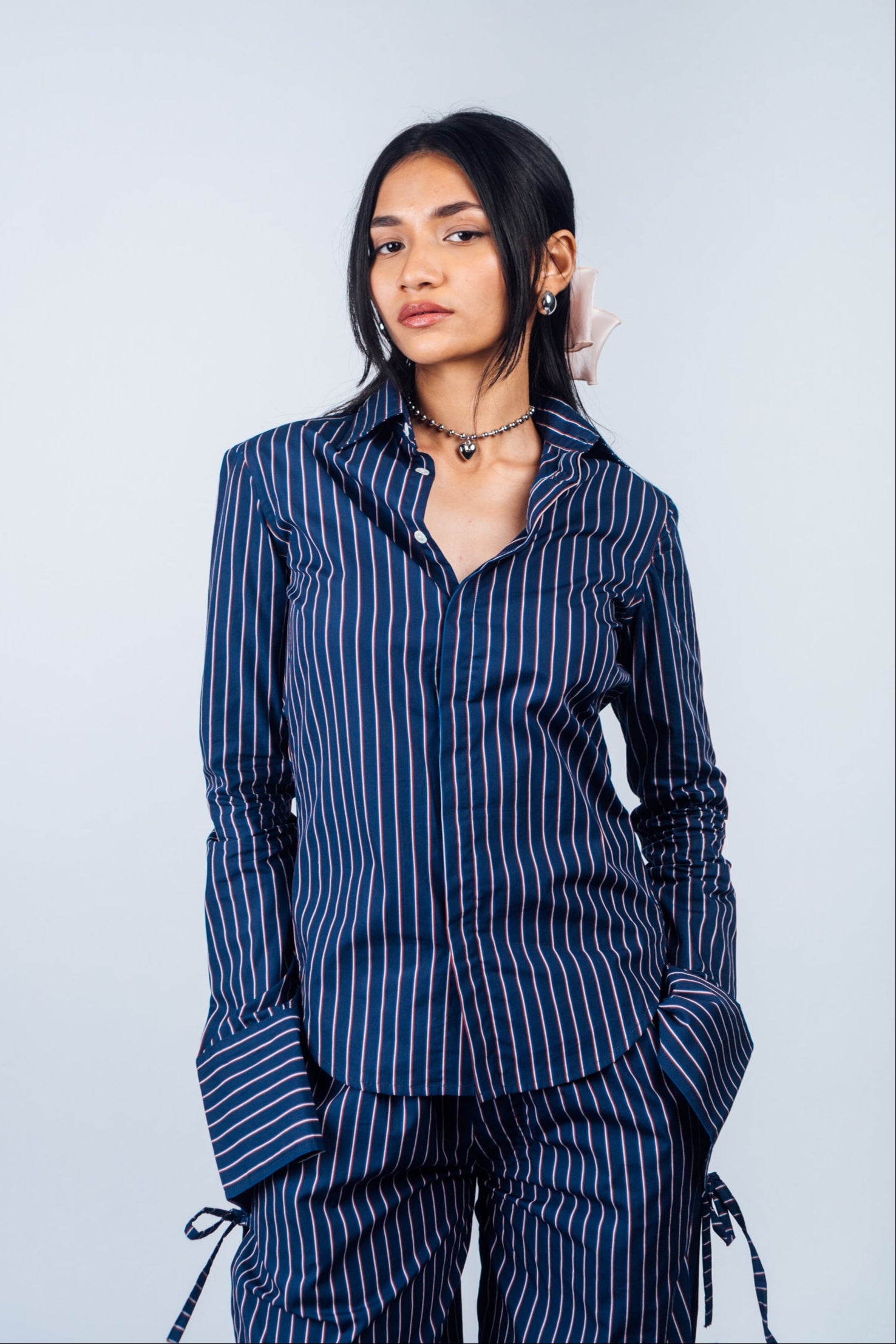 Fitted Shirt 'Navy Stripes'